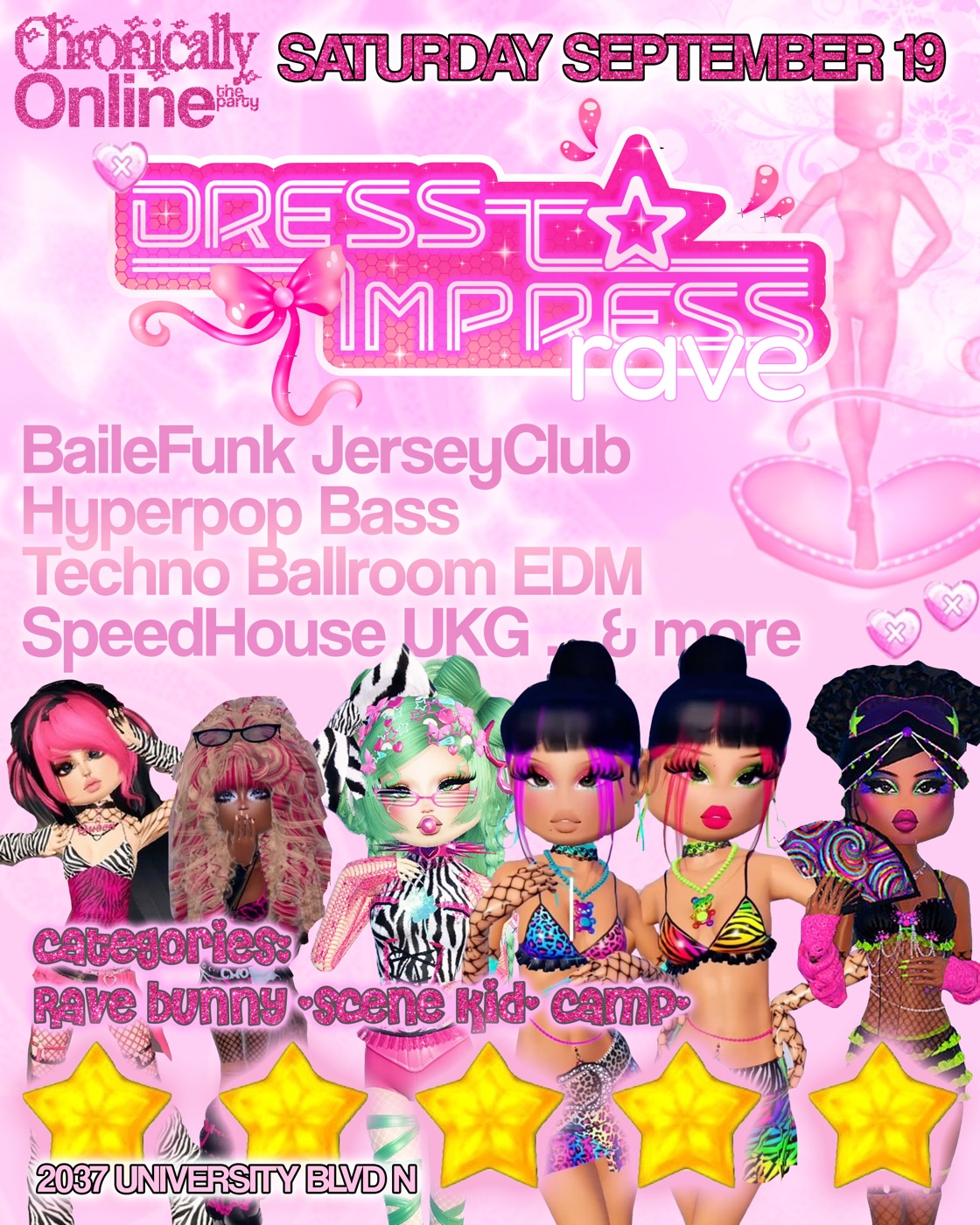 Dress TO IMPRESS RAVE flyer: Saturday September 19, 2037 University Blvd N